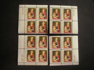 Scott 1321, Christmas Madonna & Child, 1966, COMPLETE PB4 Set, 29 diff Plate #s