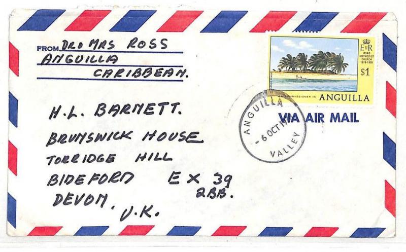 UU453 1978 Anguilla *VALLEY* CDS Commercial Airmail Cover GB {samwells-covers}