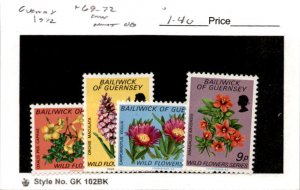 Guernsey, Postage Stamp, #69-72 Mint Hinged, 1972 Flower (AB)