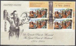 Canada Scott 1915 UR Pl Blk FDC - The Great Peace of Montreal