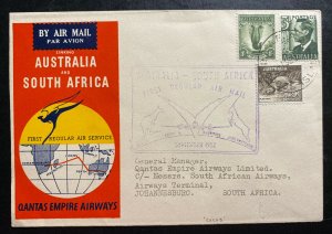 1952 Cocos Island Australia First Flight Cover FFC To Johannesburg South Africa