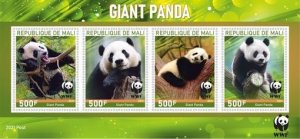 Stamps. Fauna Animals WWF Pandas  1+1 sheets perforated 2021 year Ivory Mali