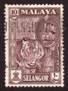 Malaya Selangor 1961 Sc#119, SG#134 10c Sultan & Tiger