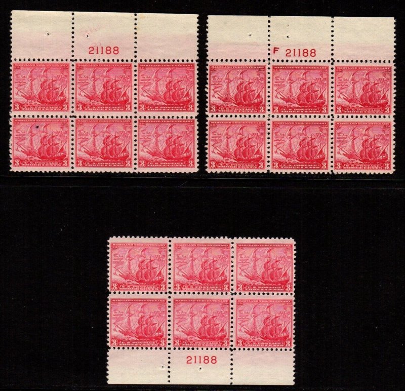 736 Matched set of Plate Blocks  Mint, o.g., Never Hinged 