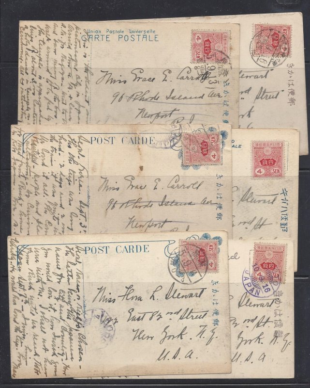 3ea Post Cards 1916 Soeul to USA