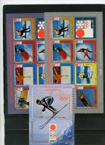 YAR 1971 WINTER OLYMPIC GAMES SAPPORO 2 SHEETS OF 7 STAMPS & S/S MNH