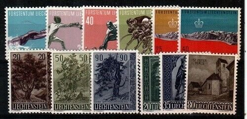 Liechtenstein Scott 320-31 Mint NH (1958 Year Set) [TE337]