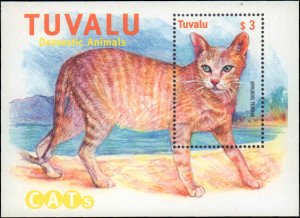 Tuvalu #841-842, Complete Set(2), Souvvenir Sheets, 2000, Dogs, Cats, Never H...