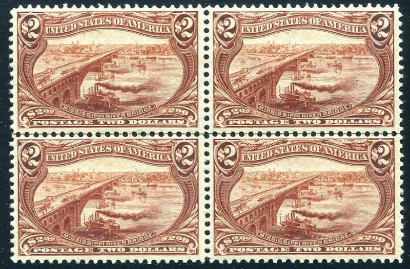 HERRICKSTAMP UNITED STATES Sc.# 293 $2.00 Trans-Mississippi Block, LH, OG