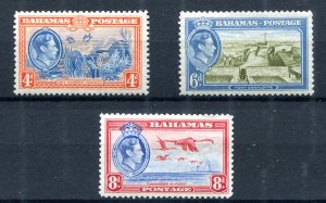 Bahamas 1938 KGVI. COMPLETE set of 3. Mint Hinged. SG158/160.