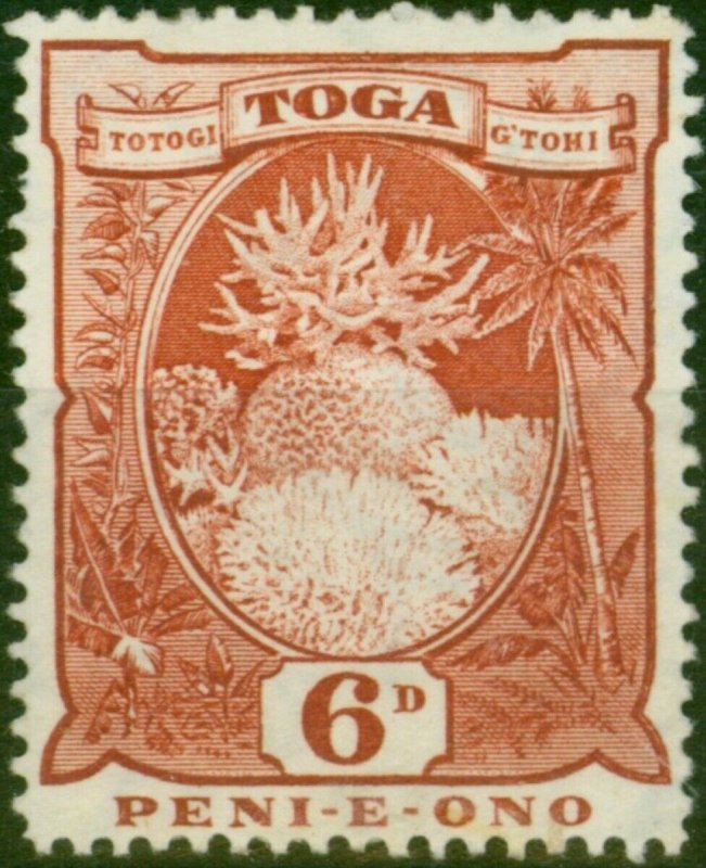 Tonga 1897 6d Red SG47a Wmk Sideways Fine MM