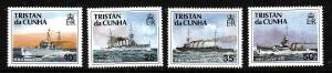 Tristan da Cunha-Sc#491-4-Unused NH set-Ships-Royal Navy Warships-1991-