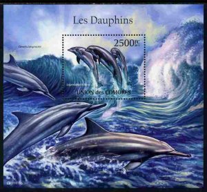 COMORO ISLANDS - 2011 - Dolphins - Perf Souv Sheet - MNH - Private Issue