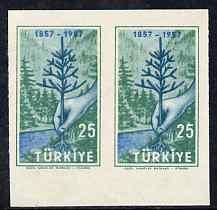 Turkey 1957 Forestry 25k imperf proof pair on gummed pape...