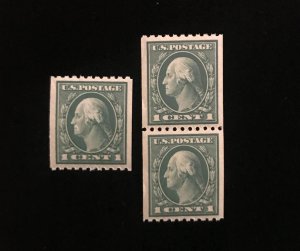 441 coil pair & single MNH,  VF centering