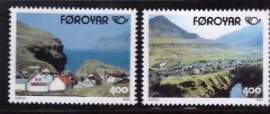 FAROE ISLANDS Scott 250-251 pan view of Gjogv on MNH** pair CV $3