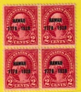 US SCOTT#647 1928 2c HAWAII - BLOCK OF [4] - MNH