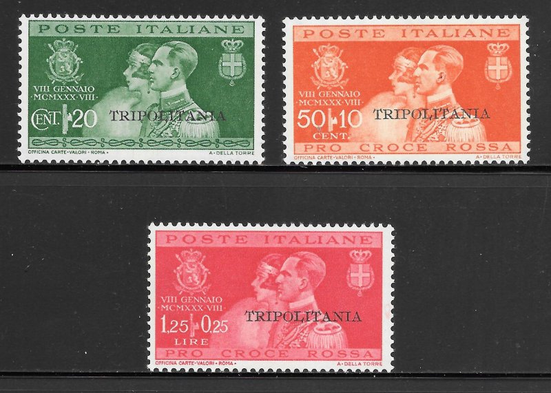 Tripolitania Scott 35-37 Unused LHOG - 1030 Royal Wedding Overprints - SCV $5.90