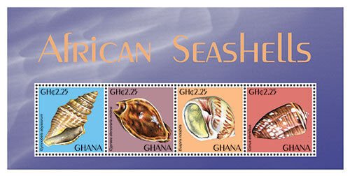 Ghana- African Sea Shells Stamp- Sheet of 4 MNH 