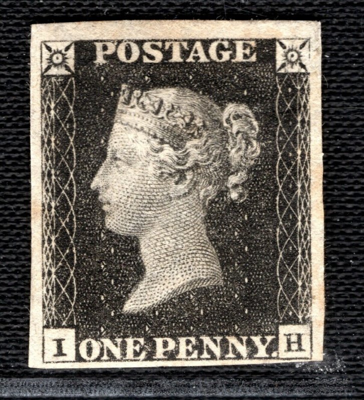 GB PENNY BLACK QV Stamp SG.2 1840 1d Plate 1b (IH) Mint LMM Cat £12,500 GRED22