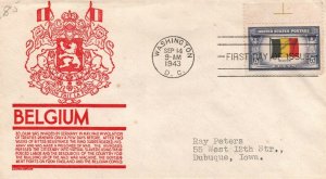 1943 - Belgium: L'Union Fait La Force FDC - Typed - Single - Cachet - F321