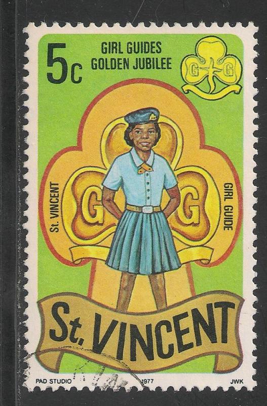 St. Vincent #504 VF USED 1977 - 5c Girl Guide Scout