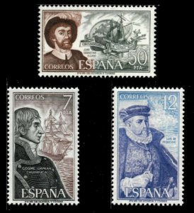 Spain 1976 - Spanish Navigators - Set of 3v - Scott 1933-35 - MNH