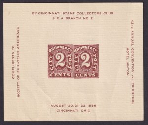 Browne & Co. 2c, Forgery GG 1936 Souvenir Sheet. Lyons CV $50.00.