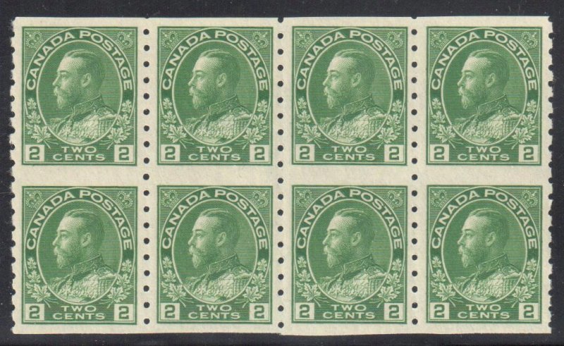 CANADA #128a MINT XF NH BLOCK OF 8 C$240.00 - Admiral DRY Printing