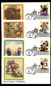 US 4342-4335 Art of Disney Imagination, UA set 4 DP Fleetwood cachet FDC