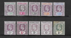 SIERRA LEONE SCOTT #77-86 1904-05 EDWARD VII WMK 3- SHORT SET- MINT HINGED