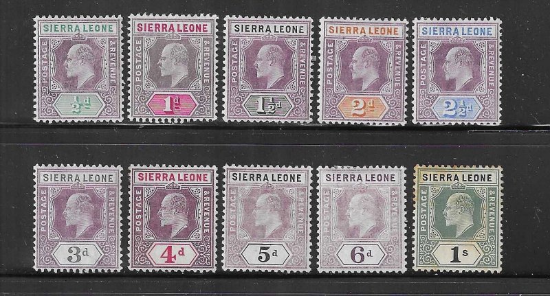 SIERRA LEONE SCOTT #77-86 1904-05 EDWARD VII WMK 3- SHORT SET- MINT HINGED