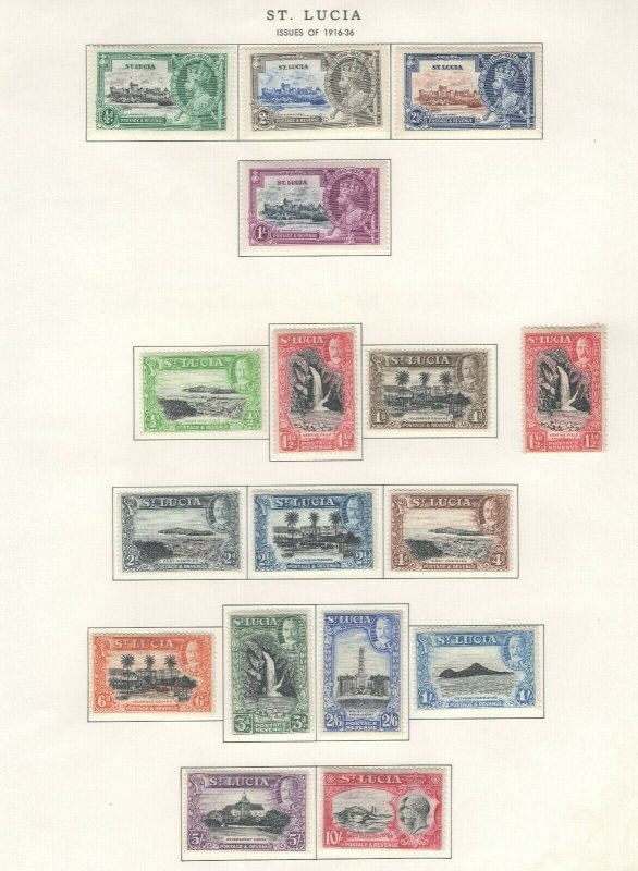 St. Lucia Stamps 1916-36 Approx. CV. $120 (JH 9/22) GP 