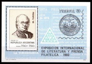 Argentina 1979 Sc#B89 Sir Rowland Hill/Prenfil '80 S/S (1) MNH