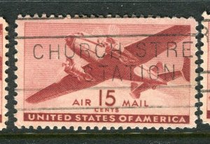 USA; 1941 early AIRMAIL issue fine used hinged 15c. value