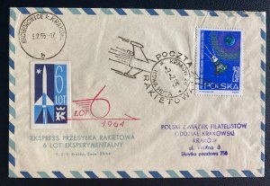1965 Krakow Poland First Day Cover FDC  Special Rocket Flight