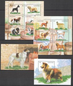 A1287 Lesotho Fauna Domestic Animals Pets Dogs 2Kb+2Bl Mnh