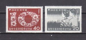 South Korea, Scott cat. 284-285. Korea 10th Anniversary issue. ^