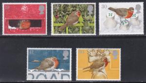 Great Britian # 1634-1638, Birds - Robins, NH, 1/2 Cat.