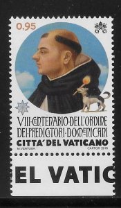 Vatican City 1635 800th Dominican Order single MNH