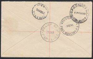 PAPUA NEW GUINEA 1963 2/5d Cattle on Reg cover - Relief No.1 cds ex Daru....G877