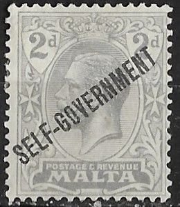 Malta # 89  Geo V - 2d. Self-government  Overprint   (1)  VF Unused