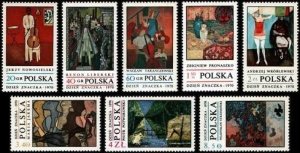 Poland 1970 MNH Stamps Scott 1763-1770 Polish Modern Paintings Art Music Instrum