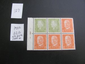 GERMANY 1932 NO GUM MI. 62B BOOKLET PANE  130 EUROS (127) SEE MY STORE