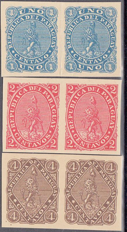 Paraguay #14-16 Proof Pairs on Card