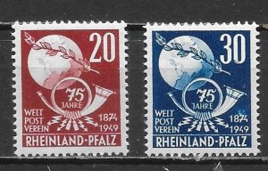 Germany Rheinland 6N41-42 75th UPU MNH