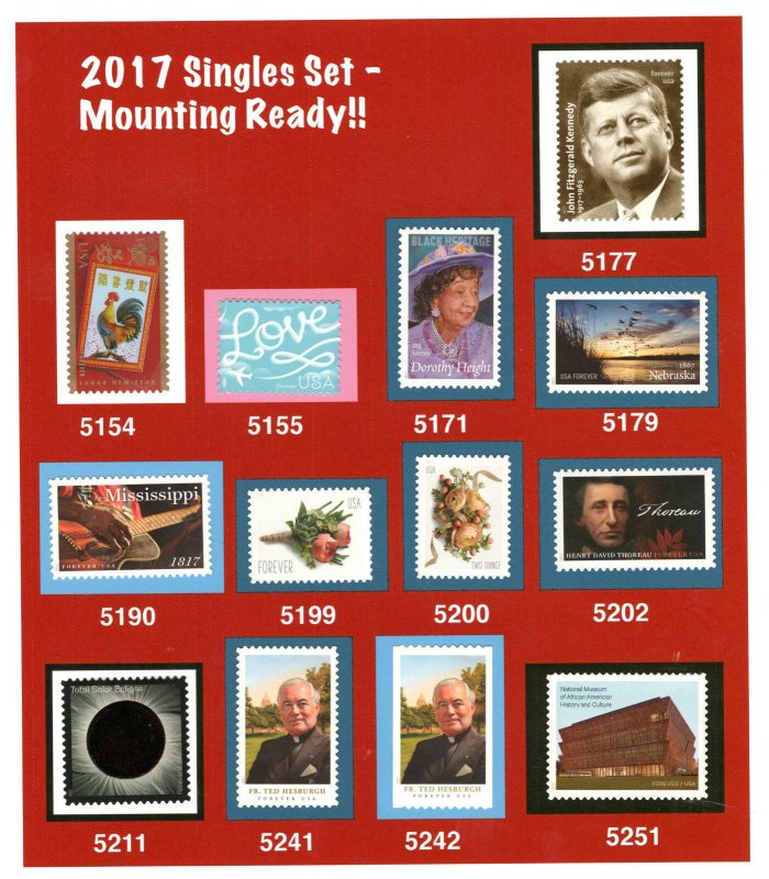 2017  Comemorative SINGLES (READY TO MOUNT) MNH-VERY FINE TO EXTRA FINE