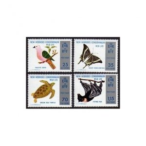 New Hebrides Br 183-186, MNH. Pacific Dove, Butterfly,Green sea Turtle,Bat.1974.