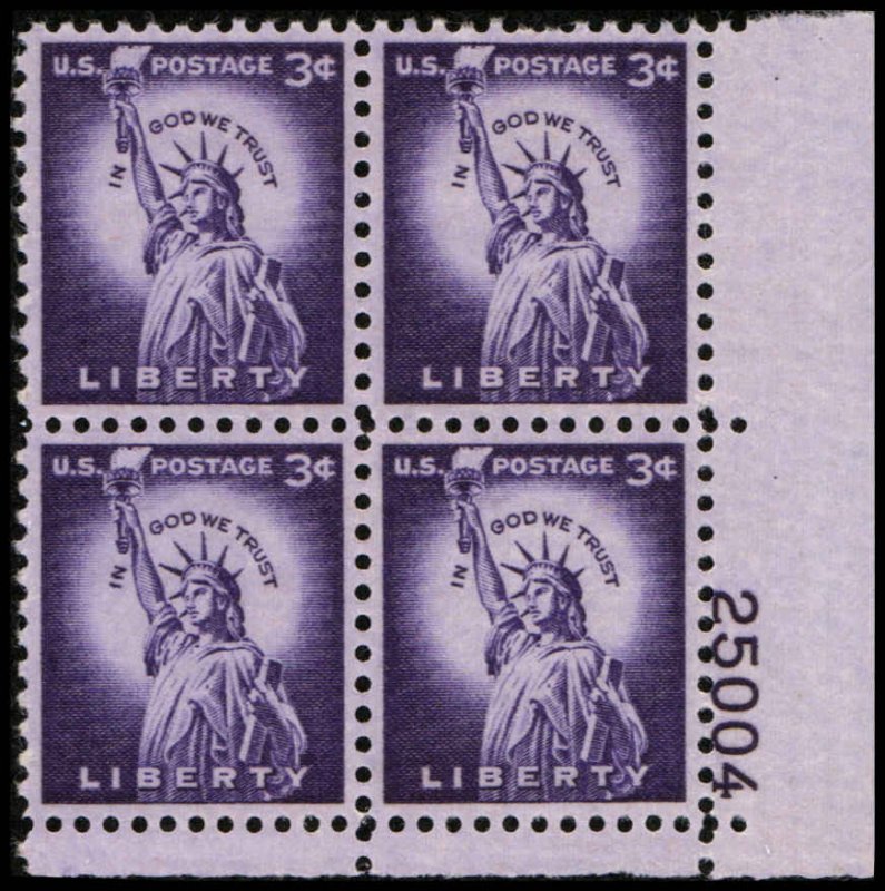 US #1035 LIBERTY MNH LR PLATE BLOCK #25004