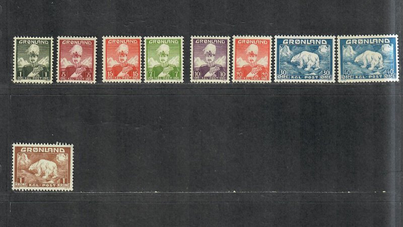 Greenland Sc#1-9 M/NH/VF, #4 Has Natural Gum Bend, Cv. $90